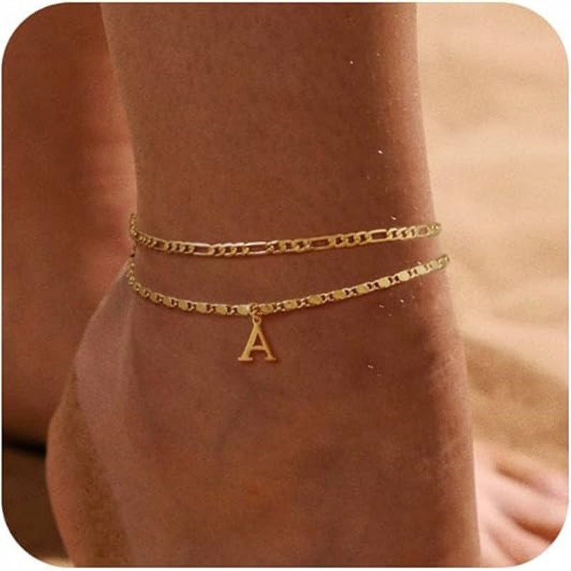 26 Initial Letter Anklets